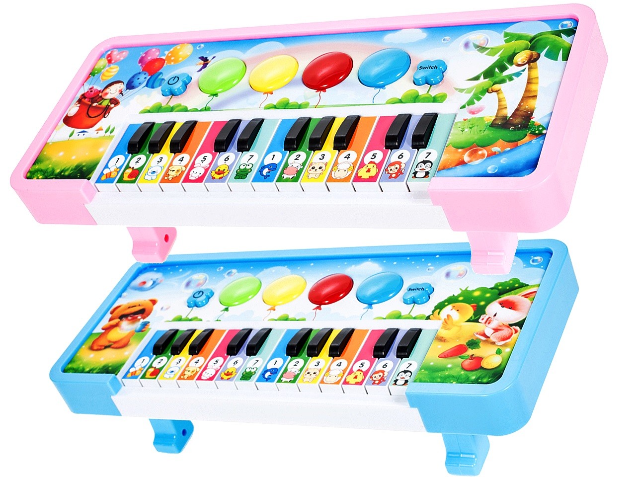 Pian Interactiv IDL, ANIMAL SONG TEACH, Decorat cu o imagine frumoasa ce dezvolta un Sentiment de ritm, Echipat cu Diverse functii ce ofera distractie micutilor, 14 chei Luminoase permit activarea Melodiilor si Sproresc imaginatia, Roz