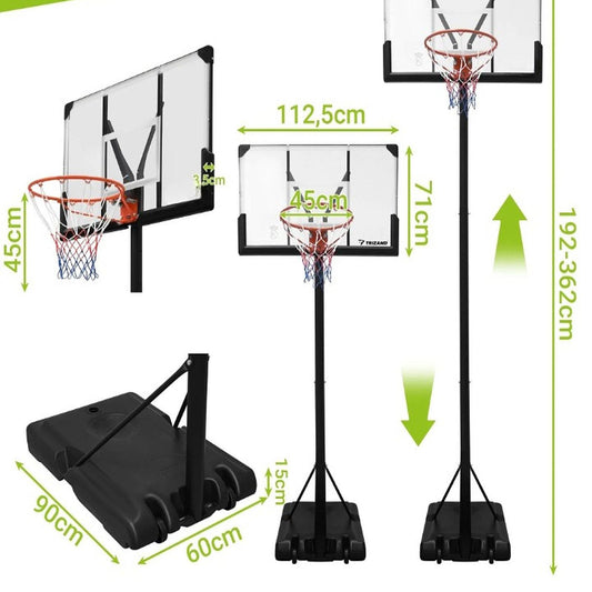 Cos de baschet SuperBoom idealSTORE, Structura solida din otel, Dimensiune reglabila 135-305cm