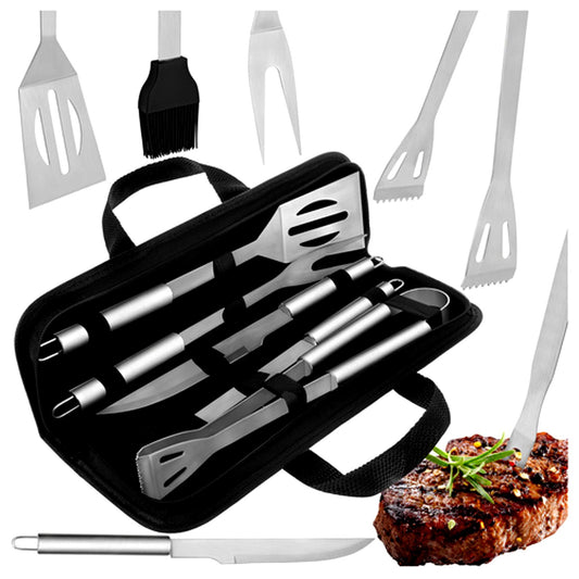 Set 5 ustensile si accesorii pentru gratar GrillMixx idealSTORE, Fabricate din otel inoxidabil