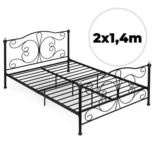 Pat metalic CrystalBed idealSTORE, Dimensiune 140x200, Fabricat din metal de inalta calitate, Sustine 200kg