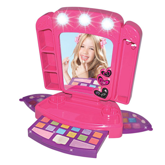 Set Masuta De Machiaj pentru Fetite, Oglinda Cu Lumini Si Accesorii, 50 x 9 x 35