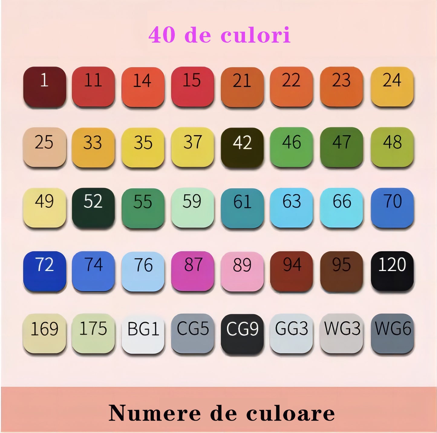 Set 40 markere BYONDSELF, 2 capete subtire si gros, 1mm si 6mm, cu geanta de depozitare, multicolore