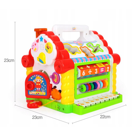 Jucarie interactiva - Casuta Educativa cu functii de sortare si pian, 22 x 23 x 23 cm
