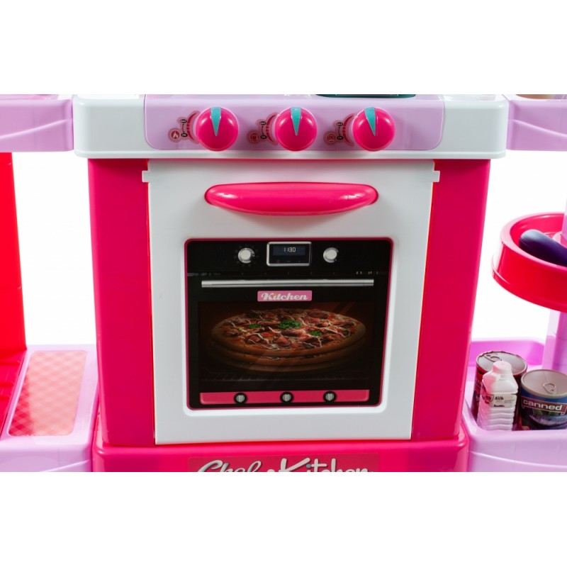 Bucatarie pentru fetite MalPLay cu electrocasnice si accesorii, lumini si sunete, inaltime 87 cm