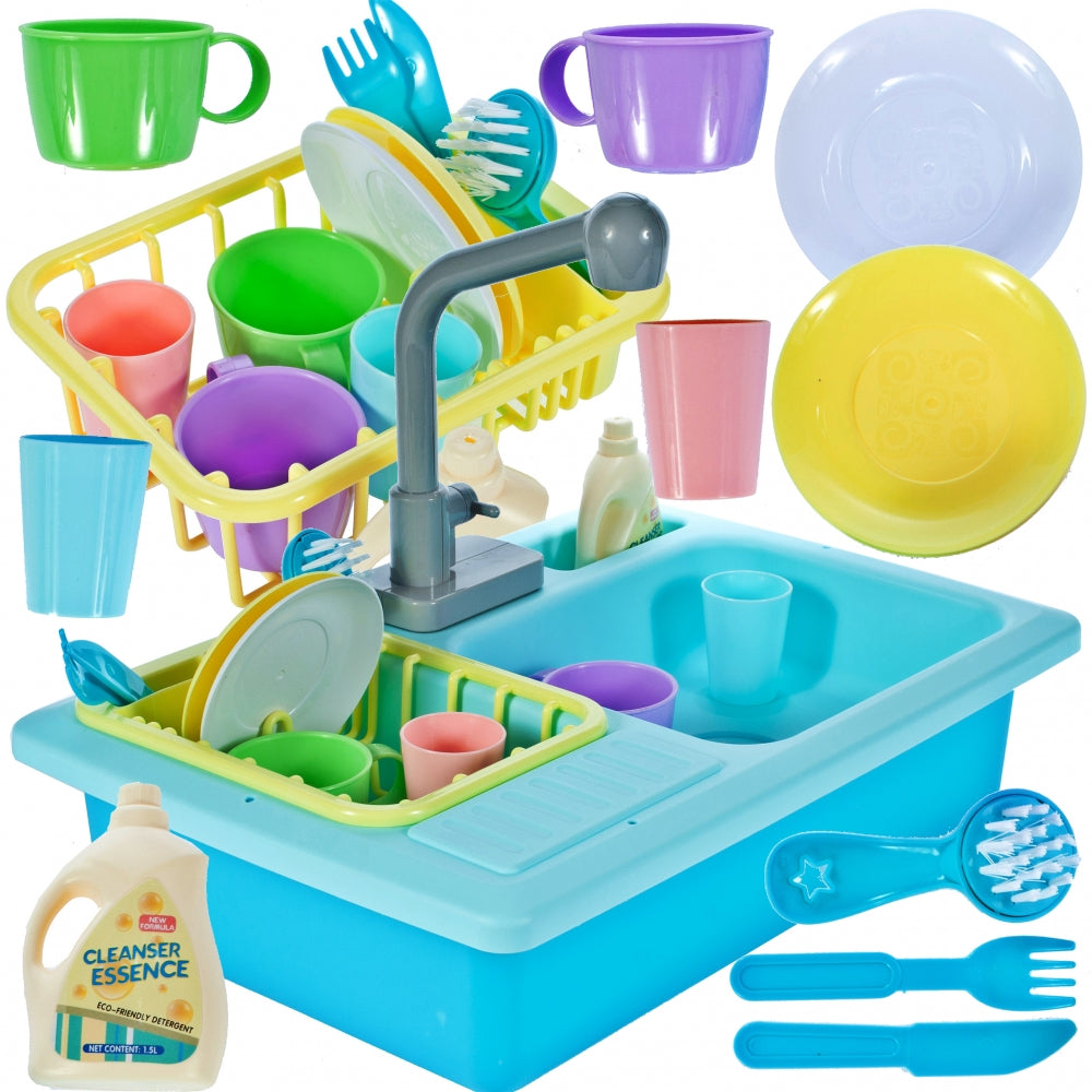 Chiuveta pentru bucatarie MalPlay, pentru copii cu accesorii, albastru