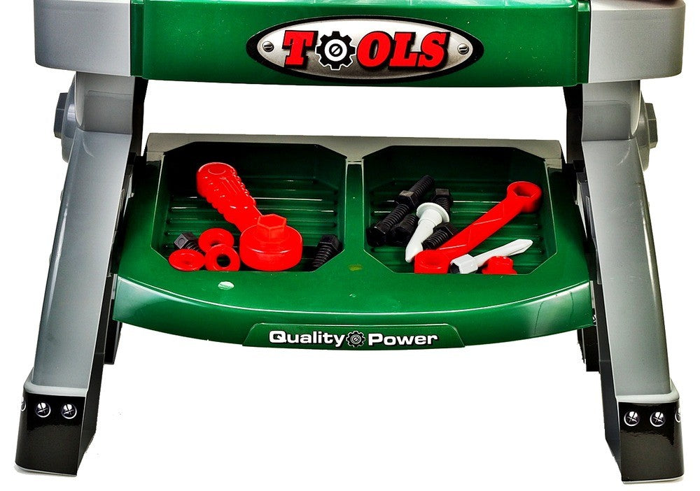 Banc de lucru MalPlay pentru copii cu unelte si accesorii, 71 cm inaltime