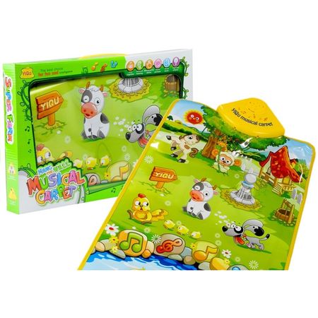 Covor muzical interactiv, educational MalPlay, cu sunetele animalelor de la ferma, multicolor