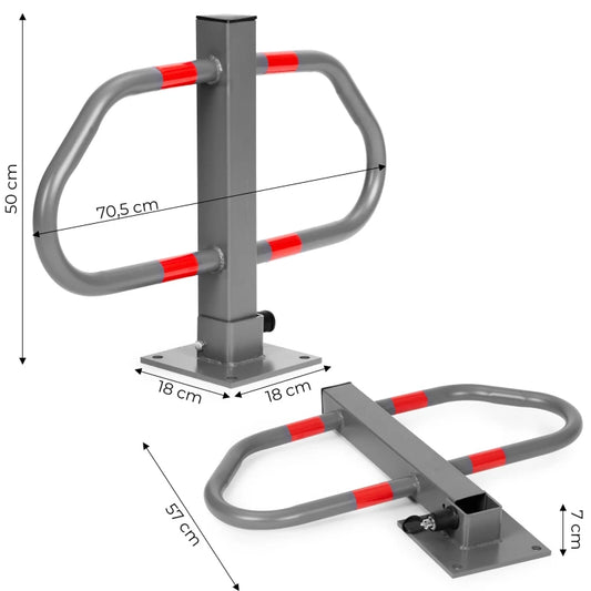 Blocator parcare pliabil idealSTORE cu cheie si benzi reflectorizante 70.5x18x50CM