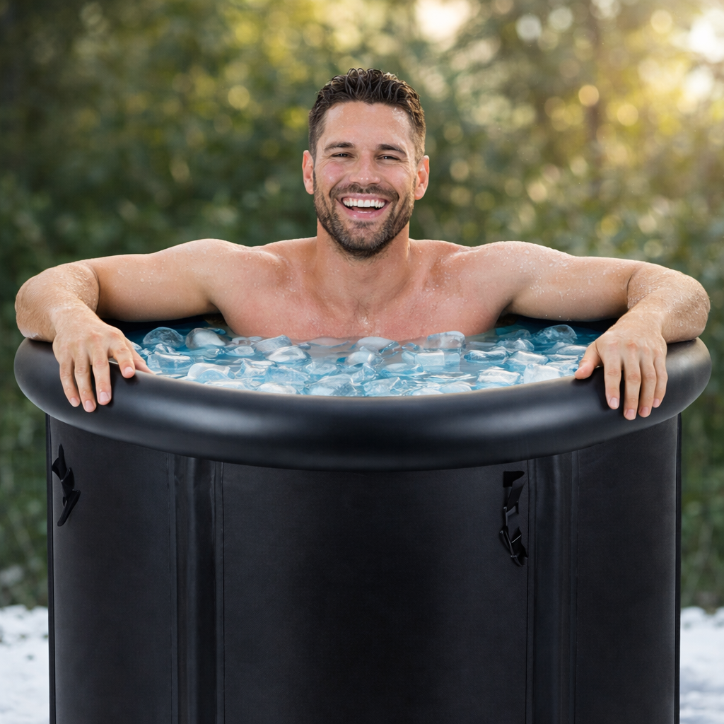 Cada pliabila gonflabila WinterBath idealSTORE conceputa pentru terapia cu apa rece, Capacitate 320L