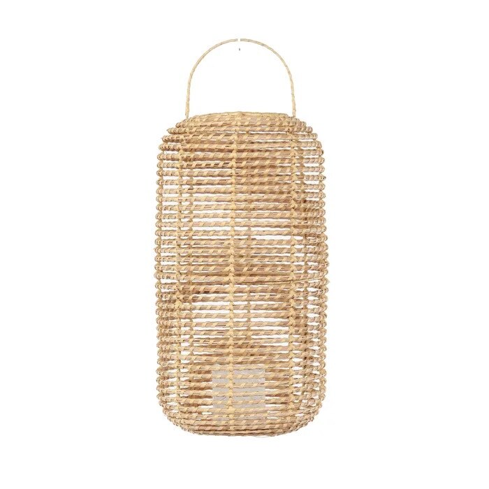 Accesoriu Decorativ idealSTORE, Suport Lumanare, cu Agatatoare, Material Poliratan, pentru Decorarea Terasei si a Gradinei, Culoare Maro Deschis, 30 x 30 x 44 cm (L x l x h)