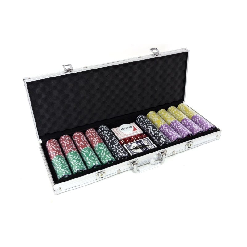 Set Joc de Poker cu 500 Jetoane tip Euro si Valiza Metalica + Accesorii Complete