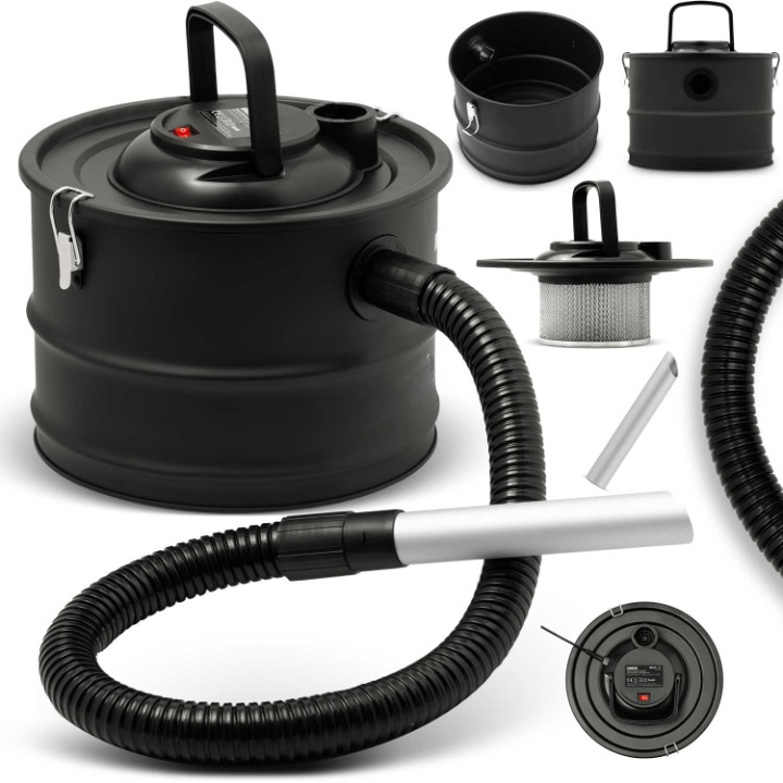 Aspirator Cenusa si Praf, cu Functie de Suflare pentru Sobe, Seminee, Gratare, Focare, idealSTORE, Puterea Nominala a Turbinei 1200 W, Rezervor 15L, Debit aer 25 l/s, Filtru HEPA Inclus, Carlige Metalice Rezistente, Maner Ergonomic Durabil