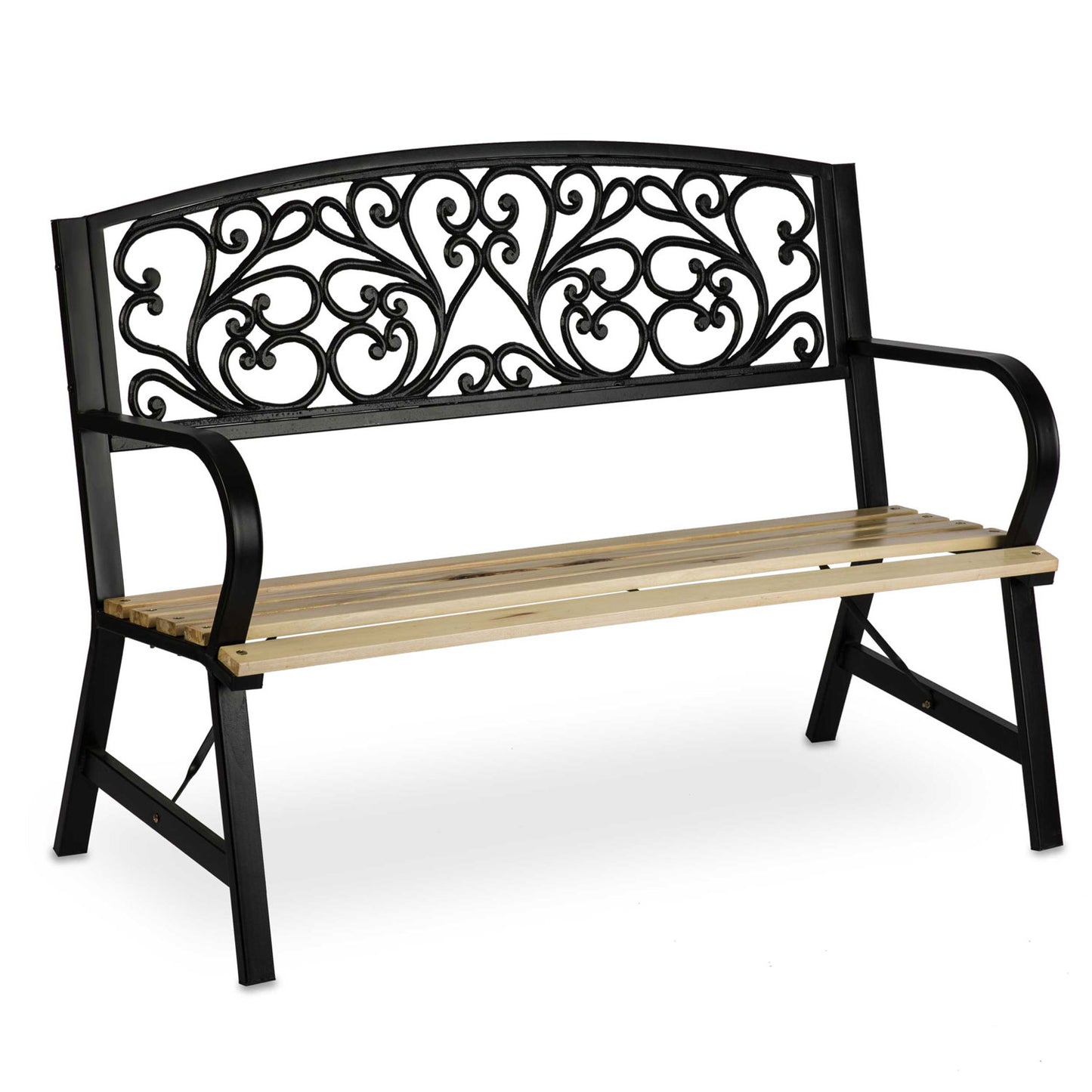 Banca de Gradina idealSTORE Garden Collections, Dimensiune 122 x 88 x 55 cm, Cadru puternic din Otel, Lemn de Plop, Design Minimalist, Perfect Pentru Gradina, Terasa sau Terasa