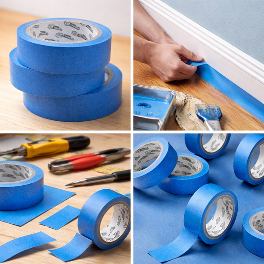 Banda mascare albastra 25m X 30mm idealSTORE, rezistenta UV, indepartare fara urme