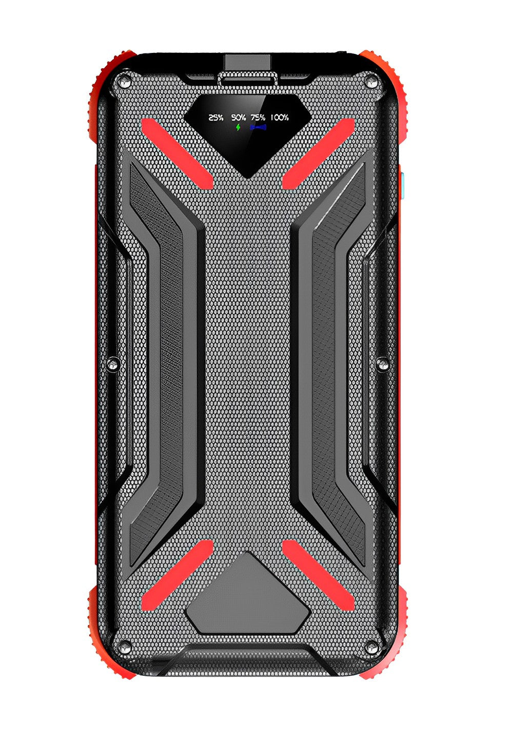 Baterie Externa SunnyCharge IdealStore, Incarcare Solara, Rapida, Capacitate 20.000 mAh, Display LED procentaj baterie, Detine 2 iesiri, Lanterna, Tensiune iesire 5V - 3A, Black-Red Edition