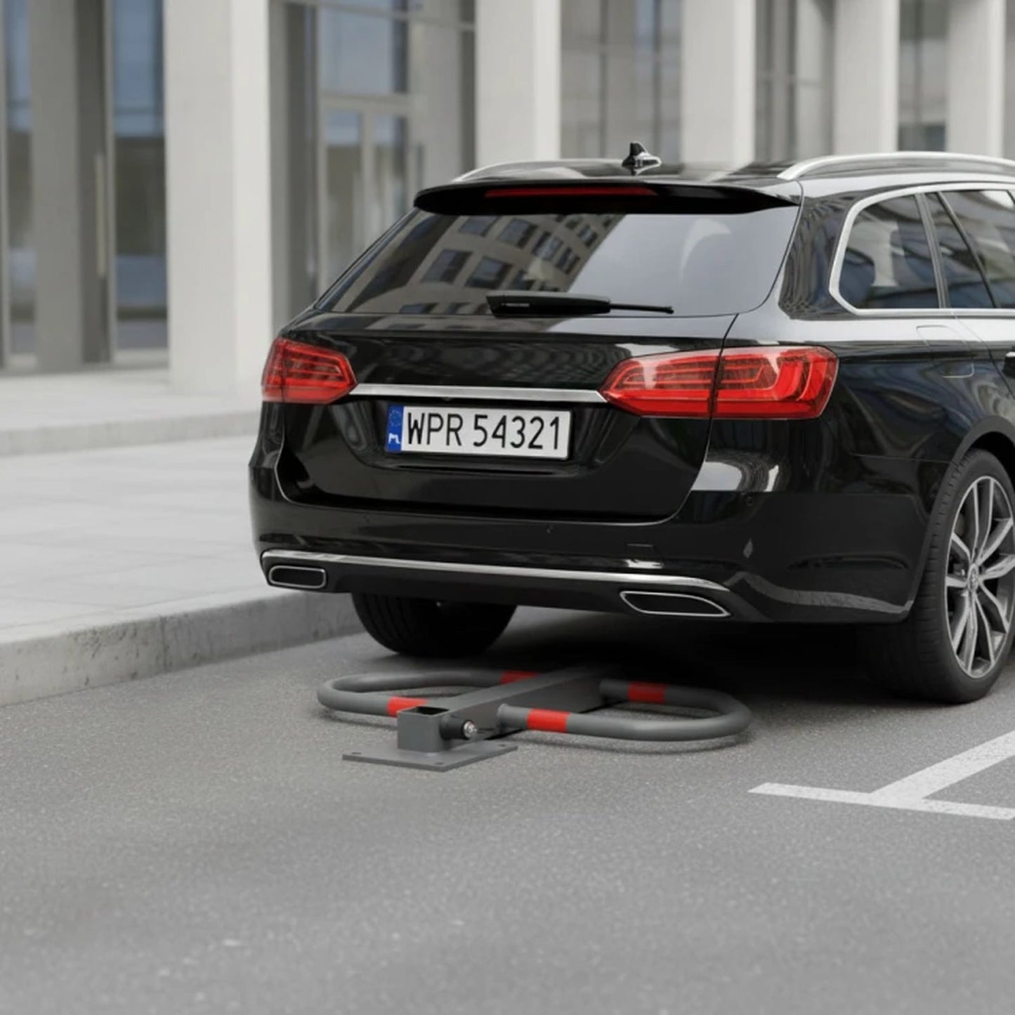 Blocator parcare pliabil idealSTORE cu cheie si benzi reflectorizante 70.5x18x50CM