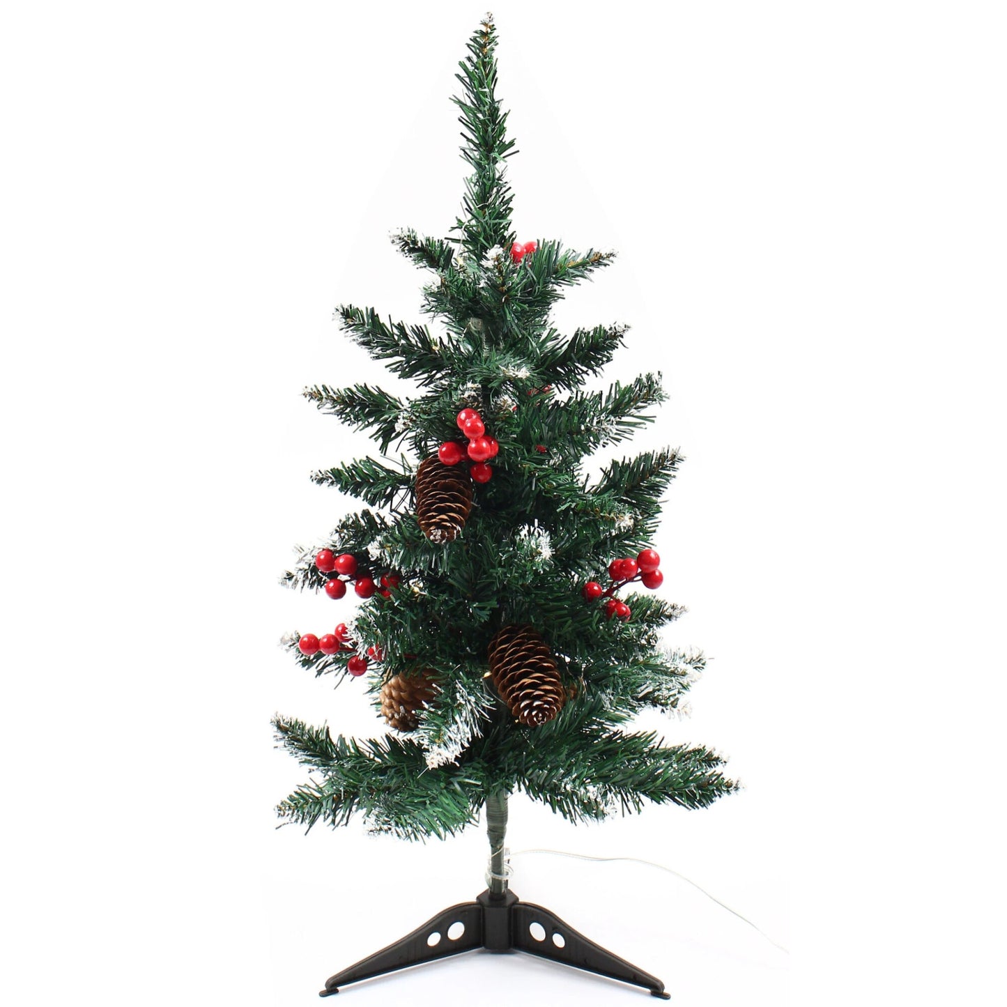 Brad Artificial de Craciun cu MicroLED idealstore, Inaltime 60cm, 30 microLED-uri, Lumina Calda, Suport de Plastic Inclus, Functioneaza cu Baterii, Culoare Verde