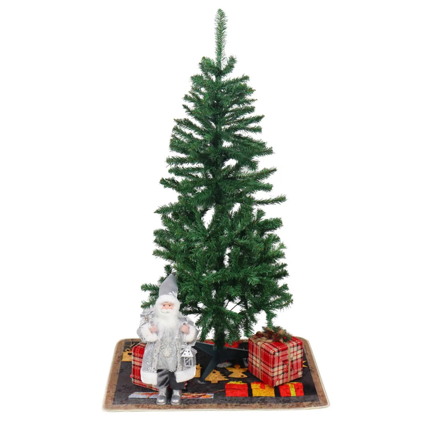 Brad Artificial de Craciun idealStore, Inaltime 150cm, 280 de Varfuri, Suport Plastic Inclus, Usor de Instalat, Culoare Verde