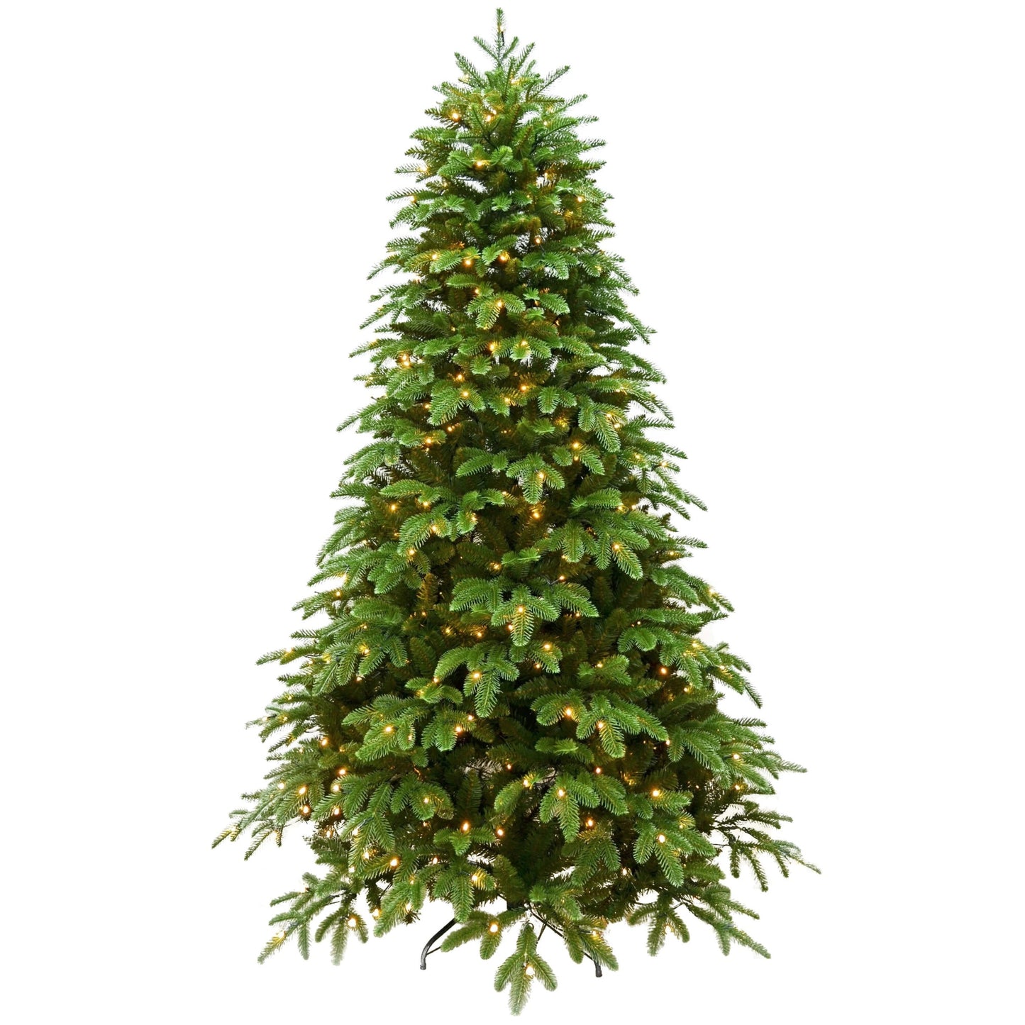 Brad Artificial de Craciun Lux idealStore, Inaltime 240cm, Echipat cu 600 Led-uri, Lumina Calda, Aspect Natural, Suport Metalic Solid Inclus, Asamblare Usoara, Culoare Verde