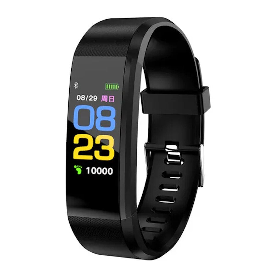 Bratara Fitness XiaBYD idealSTORE, Ecran OLED, Waterproof, Monitor de Ritm Cardiac, Ecran Tactil, Afisare Parametrii de Sanatate, Reamintire Sedentarism, Monitor Somn, Functie WeChat, Activare Camera de la Distanta, Bratara Silicon Neagra