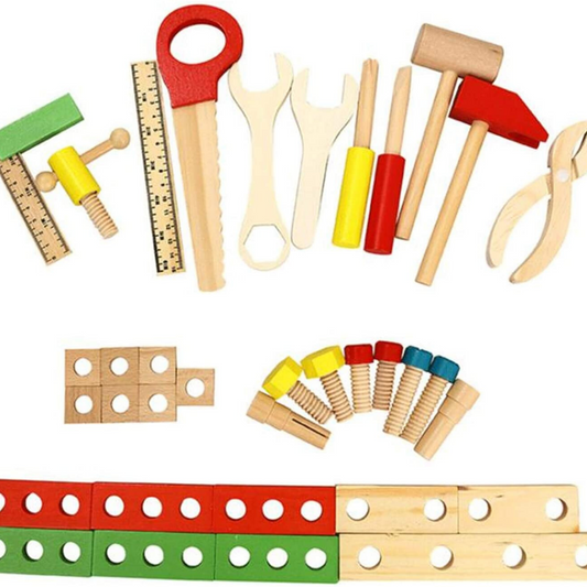 Banc de lucru din lemn Micul Mester, 35 de scule incluse, Cezarino