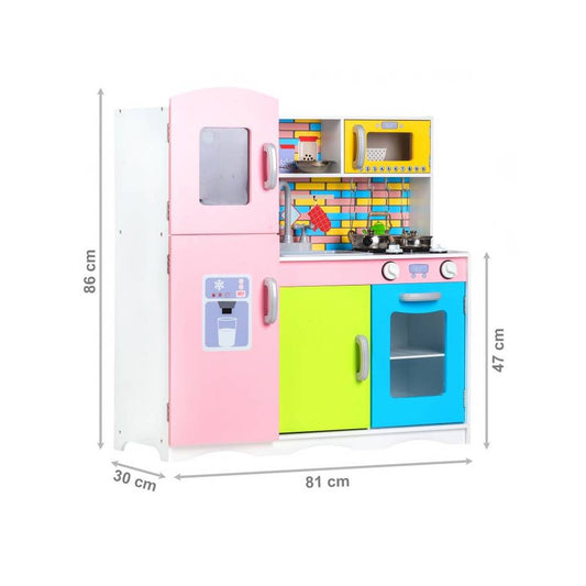 Bucatarie din Lemn Pentru Copii Bigshot BS038MC, 86 x 81 x 30 cm, Multicolora