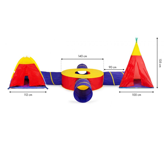 Set Corturi cu Tunel de Joaca pentru Copii, Bigshot BS8905, Multifunctional 7 in 1, 532 x 135 cm, Multicolor