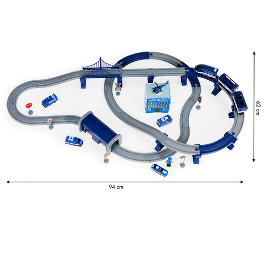 Set Trenulet de Jucarie, Bigshot BSHC493770, cu Baterii, 92 Piese, Albastru