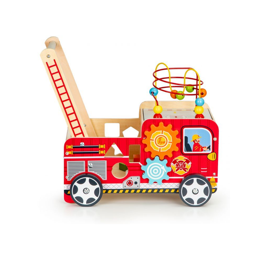 Premergator Educativ din Lemn pentru Copii, Bigshot BSTL09025, Model Camion Pompieri, Aceesorii, Multicolor