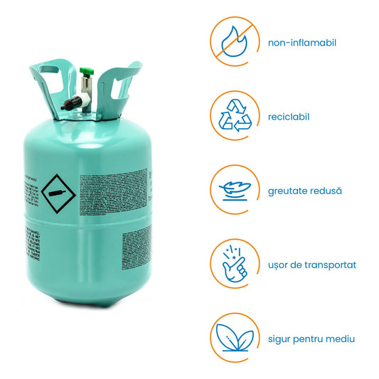 Butelie heliu petrecere 0.20 m3 IdealStore set cu 30 baloane umflare usoara