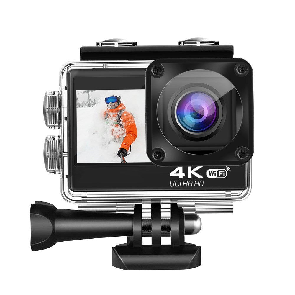 Camera de Actiune idealStore Action Cam24, 24 MP, Conectare WiFi, Rezolutie 4K ultra HD, 30fps,Unghi larg 170, Zoom Digital 4x, Telecomanda, Rezistent la Apa, Mod Subacvatic, Touch Screen, Stabilizator Imagine