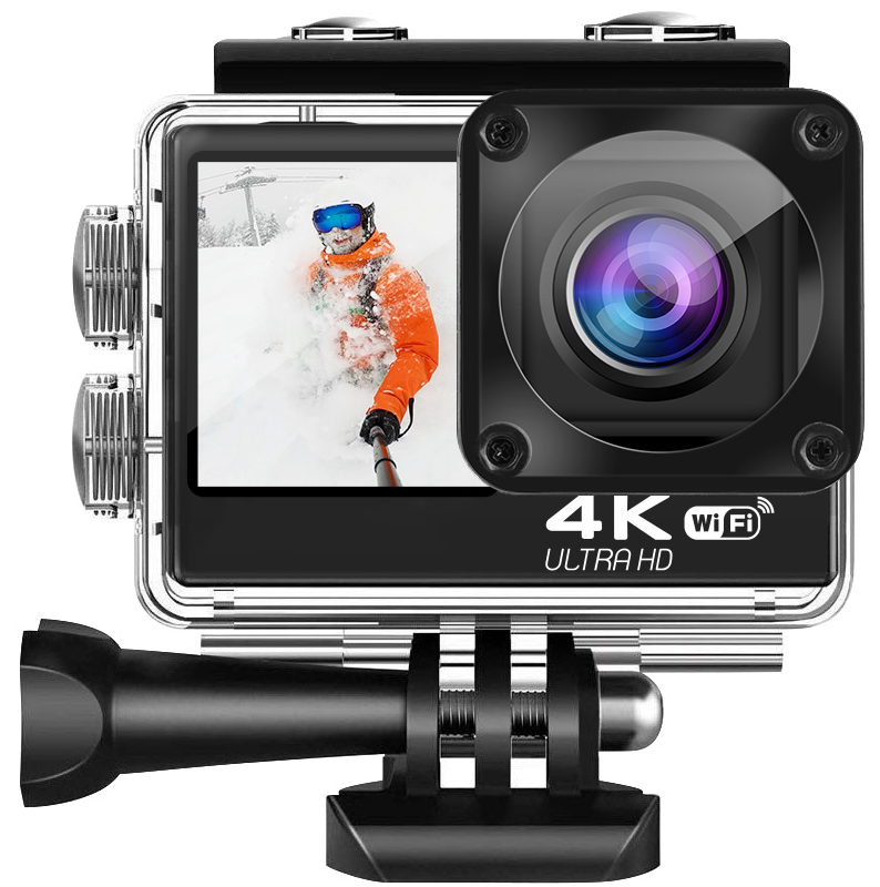 Camera de Actiune idealSTORE SmartGO-Cam 4K Ultra HD, Foto 16MP, Video 4K/30fps, Waterproof 30 m, Telecomanda, Functie de Inregistrare, Autonomie 90 minute, Unghi Larg 170, Wifi, Ecran Tactil