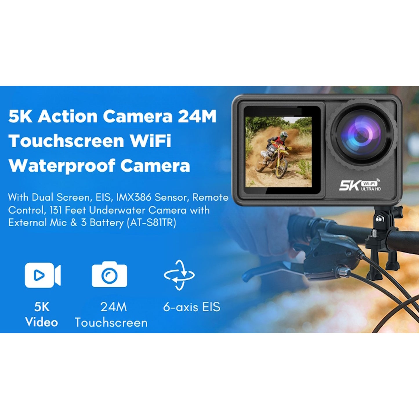 Camera de Actiune idealSTORE SmartGo Cam 5K Ultra HD 24MP WiFi Waterproof