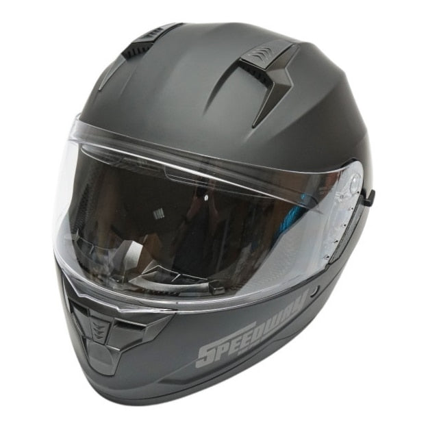 Casca moto idealSTORE integrala negru mat cu viziera transparenta si ochelari de soare, Marimea XL Arcane II, Sistem de inchidere Catarama micrometrica cu eliberare rapida, Sistem de aerisire frontal, superior si posterior