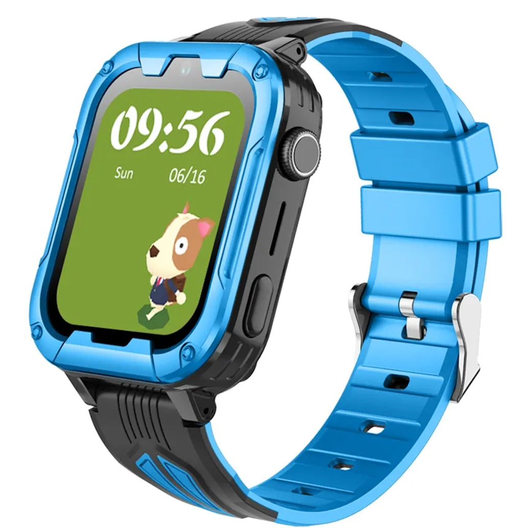 Ceas Smartwatch pentru Copii idealSTORE, Pozitionare GPS, Localizare LBS, Cartela SIM, buton SOS, HD Camera, Apel Audio sau Video, Android 8.1, Perimetru de Siguranta, Culoare Albastru/Negru