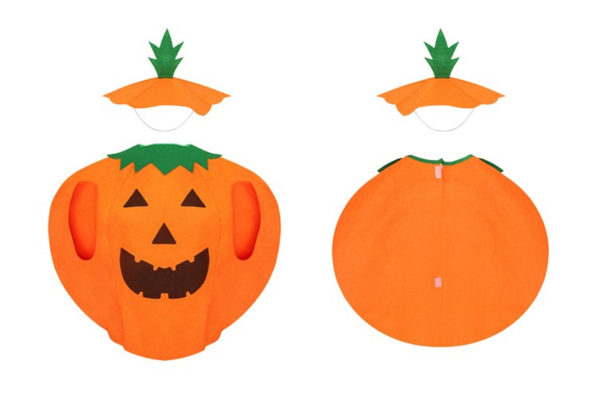Costum De Halloween Pentru Copii Happy Pumpkin idealSTORE, Tinuta Completa, Material Moale, Aspect Atractiv, Universal, Portocaliu