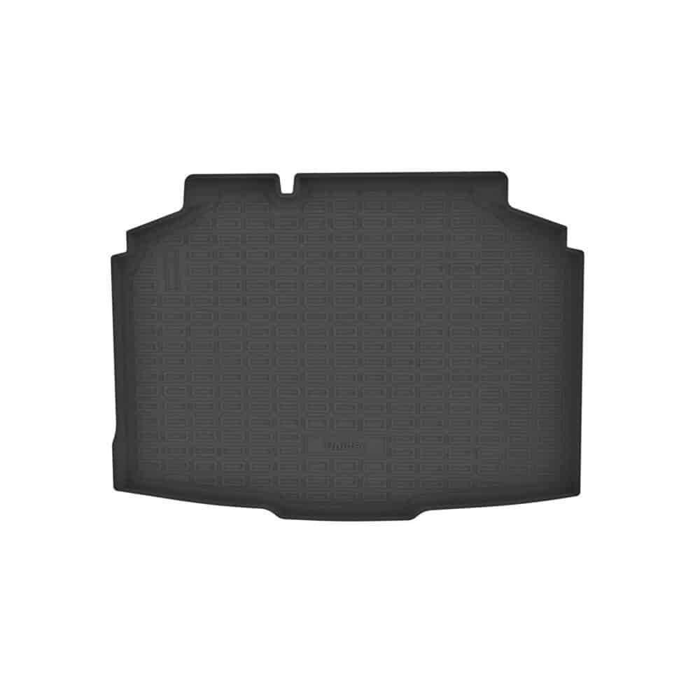 Covor Portbagaj Tavita idealSTORE, Compatibil Skoda Fabia IV Hatchback 2021->, Forma Tavita cu Bordura 4.5cm, Material fara Miros, Material Plastic Cauciucat, Flexibil, Usor de Manevrat, Durabil, Negru
