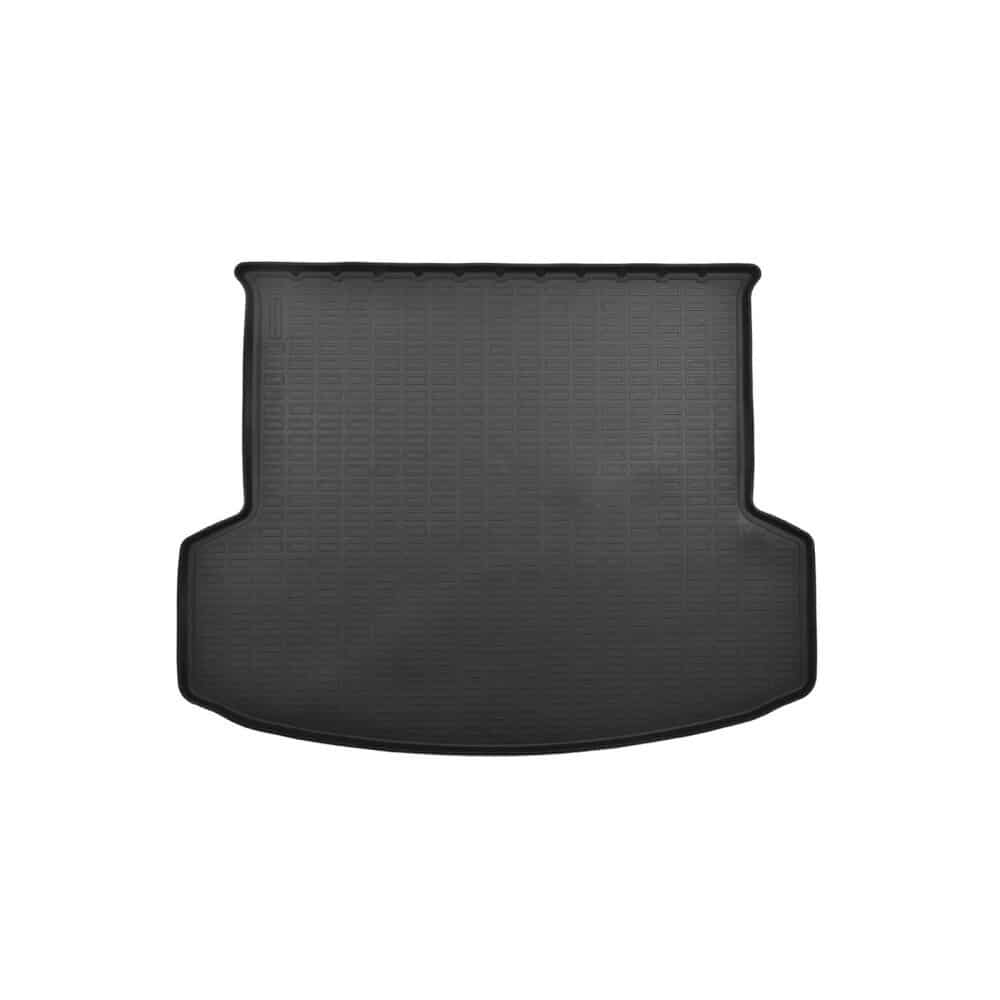 Covor Portbagaj Tavita idealSTORE, Compatibil Hyundai Santa Fe V varianta 5 locuri 2024->, Forma Tavita cu Bordura 4.5cm, Material fara Miros, Material Plastic Cauciucat, Flexibil, Usor de Manevrat, Durabil, Negru