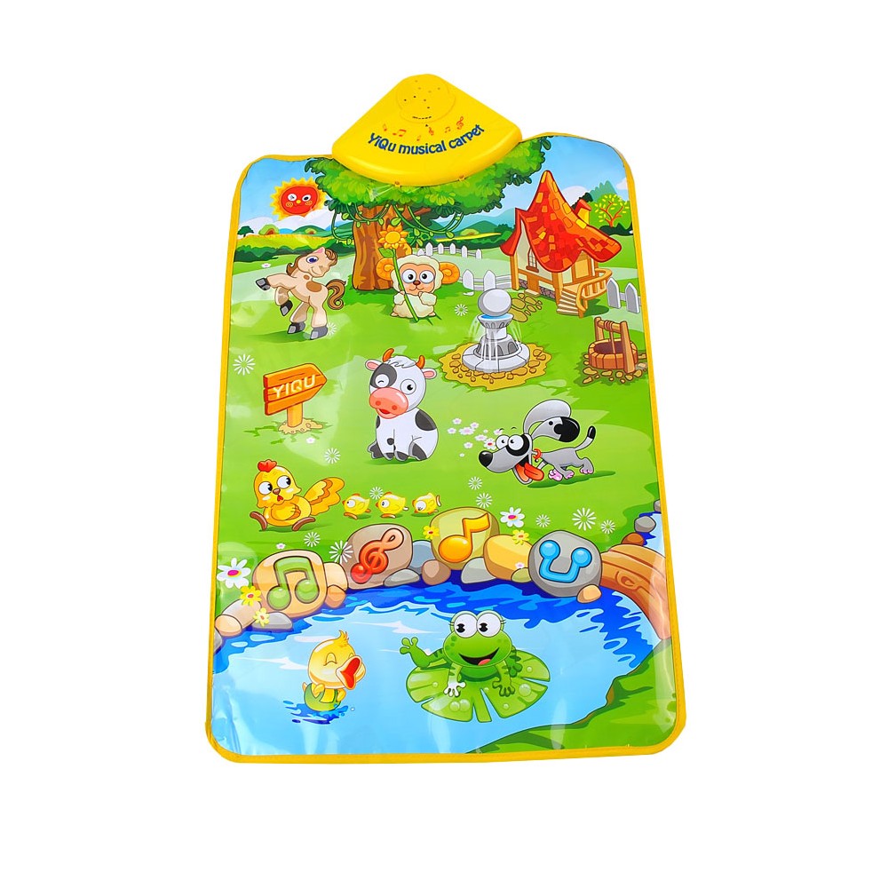 Covoras educativ copii, YIQU, Muzical, Animale, Multicolor, 0+