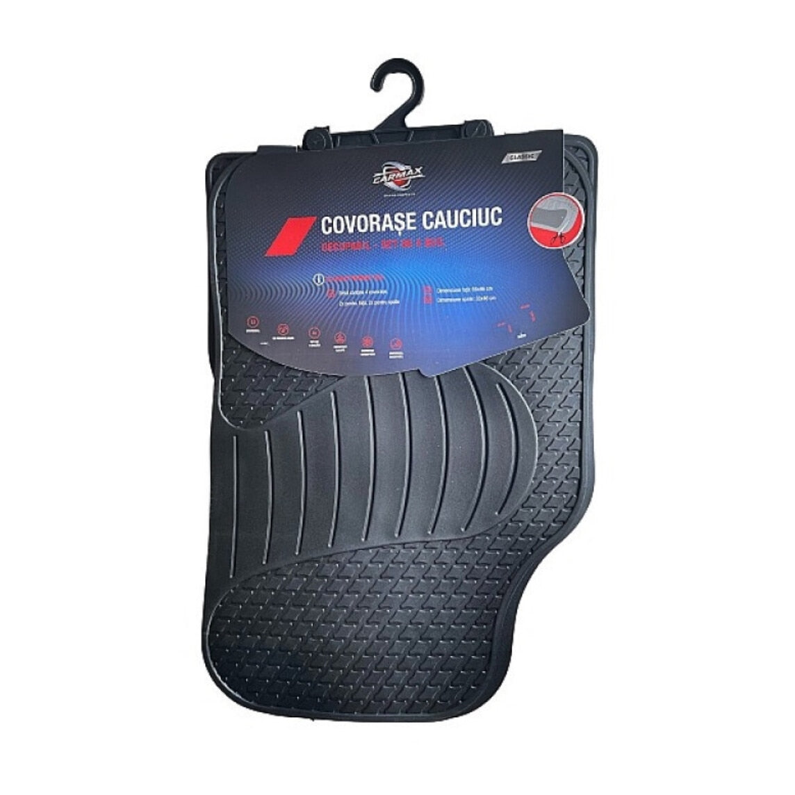 Covorase Auto Universale idealStore, Decupabile, Design Special si Fara Miros, Rezistente la Alunecare si Uzura, Dimensiune Fata 66x46cm, Dimensiune Spate 33x46cm, Marime Universala