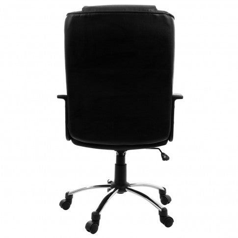 Scaun de birou directorial idealSTORE Sigma Champ, rotativ, tapiterie din imitatie piele, mecansim oscilant si blocabil, culoare negru