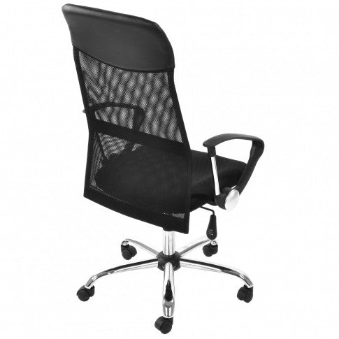 Scaun birou idealSTORE Viking, rotativ cu mecanism butterfly, spatar din plasa mesh + poliuretan, culoare negru