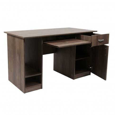Birou idealSTORE Multifunction cu Multiple Spatii de Depozitare, Dimensiuni 130 x 63 x 75 cm, Design Modern, Culoare Stejar Bronz