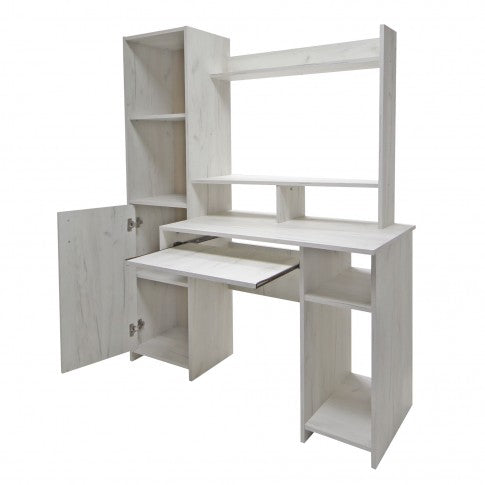 Birou calculator idealSTORE Ankara culoare Stejar Alb conceput pentru perete si spatii inguste, dimensiune 130 x 160 x 51 cm, design modern, creeaza un ambient modern si primitor