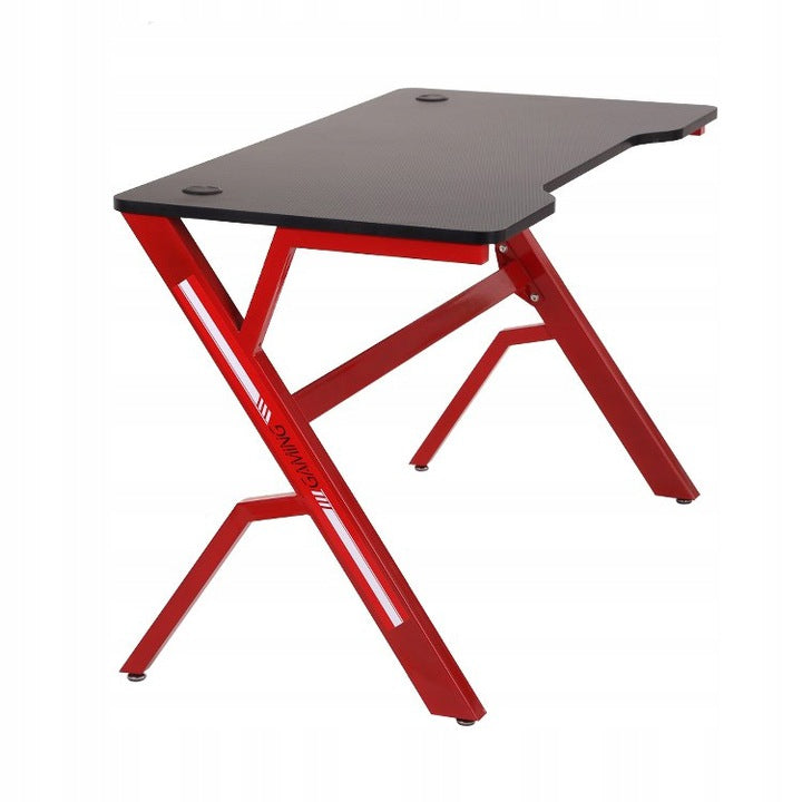 Birou de gaming CN-1918, doua prize pentru cabluri, dimensiuni 120x60x73 cm, negru/rosu