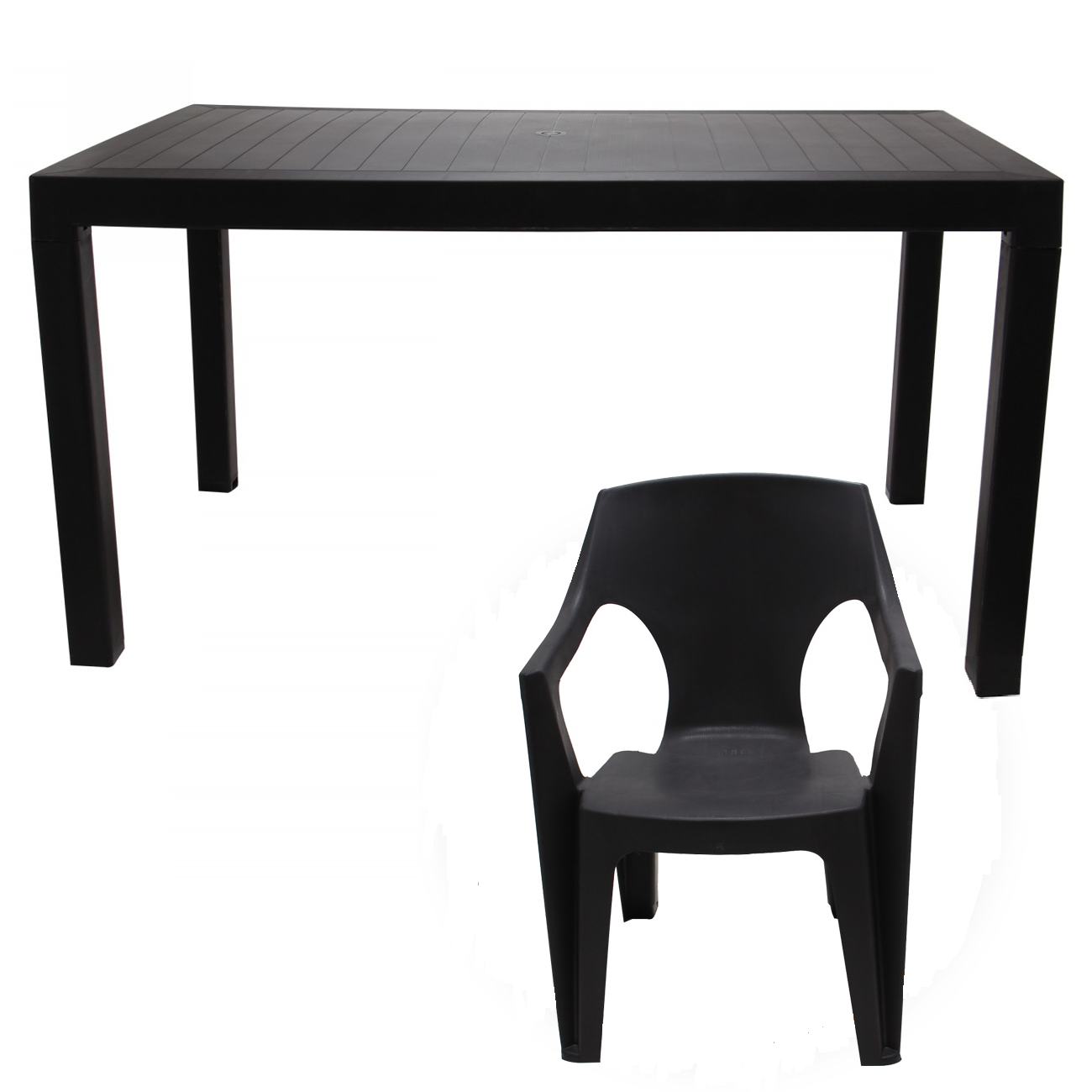 Set Masa cu 6 Scaune, Interior/Exterior, din plastic, BROWN