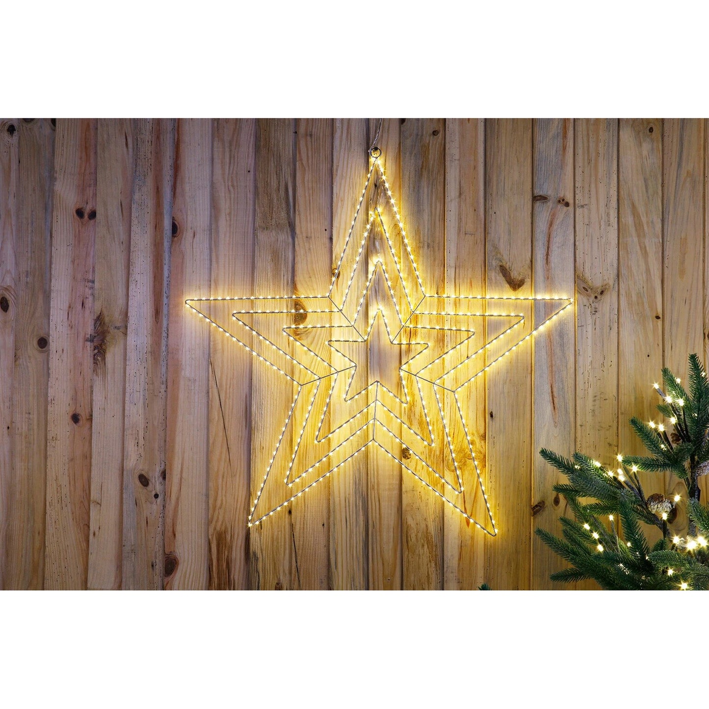 Decoratiune Luminoasa de Craciun in Forma de Steluta idealStore, Efect de Explozie Digitala, Contine 435 Led-uri, Lumina Calda, Realizata din Metal, Cablu Alimentare 5M, Perfecta Pentru Un Spatiu de Poveste