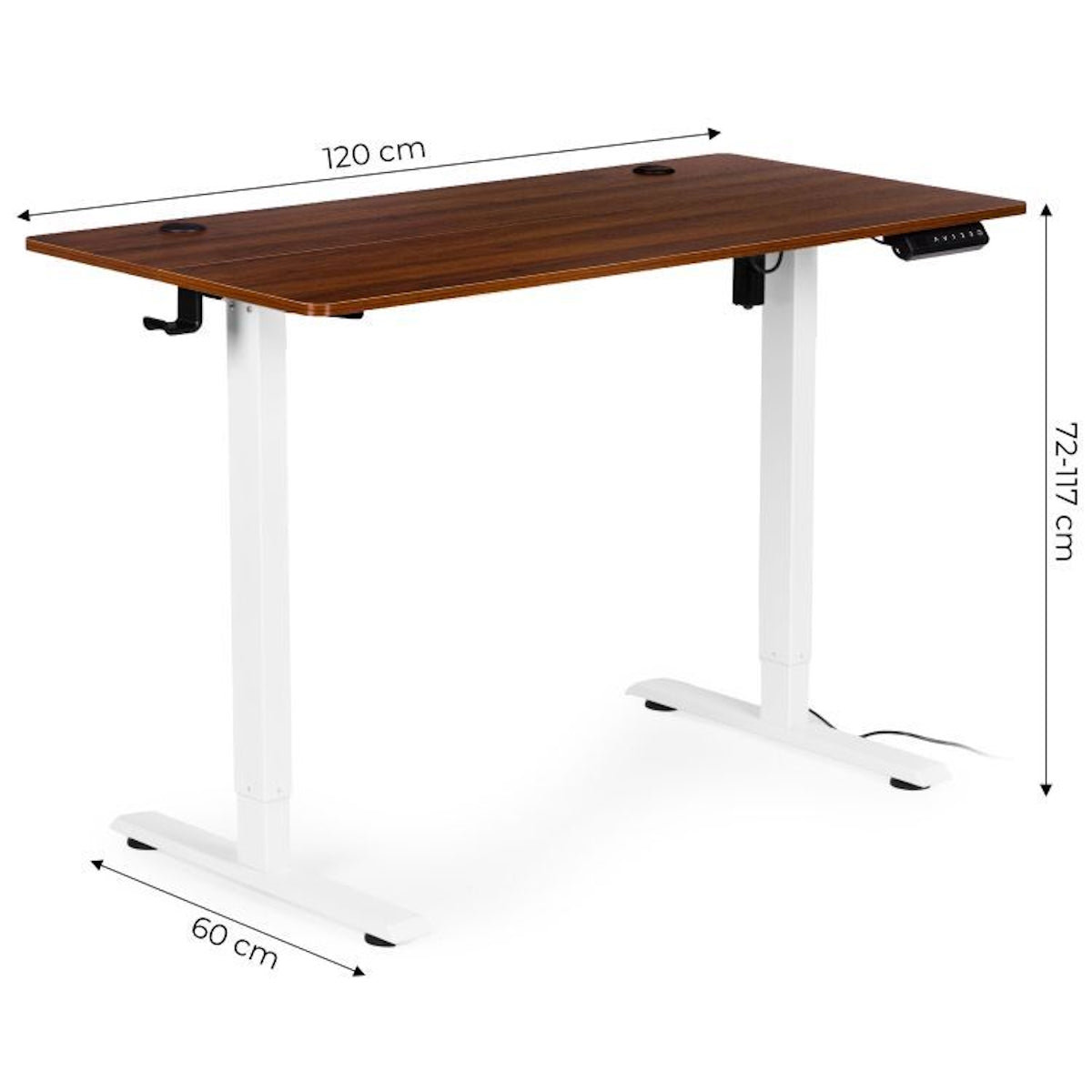 Birou electric reglabil pe inaltime office idealSTORE MordenOffice 120x60 cm memorie 3 pozitii