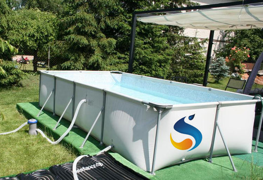 Piscina cadru metalic, 400 x 211 x 81 cm, cu pompa de filtrare si prelata de acoperire