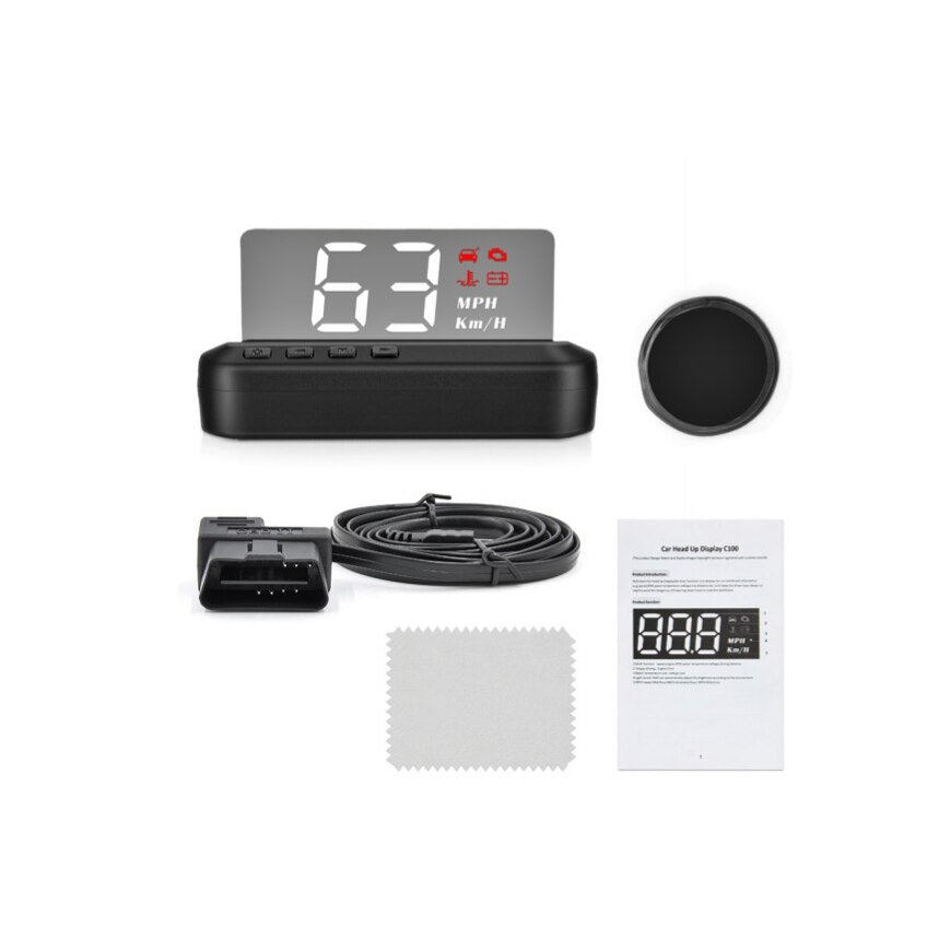 Head Up Display idealSTORE Universal, Alarma, Indica viteza, Temperatura apei, Kilometraj per calatorie, Tensiune, Dimensiune ecran 3 inch